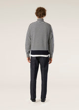 AAITOR WHITE AND BLUE WOOL STRIPED TURTLENECK