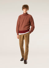 AAITOR BURGUNDY WOOL STRIPED TURTLENECK