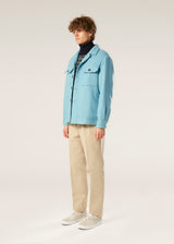GIACCA AAMENOFI IN COTONE AZZURRO CON TASCHE FRONTALI