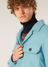 GIACCA AAMENOFI IN COTONE AZZURRO CON TASCHE FRONTALI
