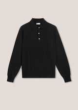 AARIC NAVY WOOL POLO SHIRT