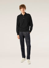 AARIC NAVY WOOL POLO SHIRT