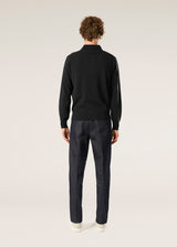 AARIC NAVY WOOL POLO SHIRT